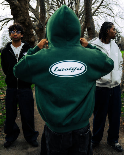 FLEECED ESSENTIAL ZIP HOODIE [FOREST GREEN]