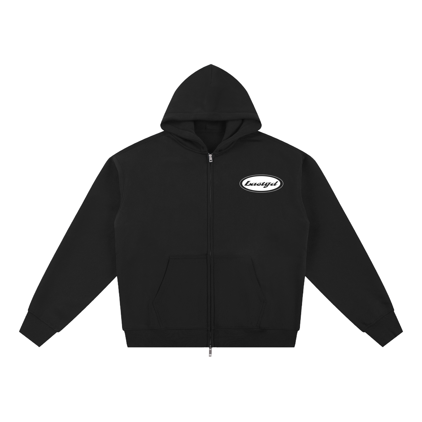 FLEECED ESSENTIAL ZIP HOODIE [JET BLACK]