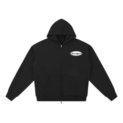 FLEECED ESSENTIAL ZIP HOODIE [JET BLACK]