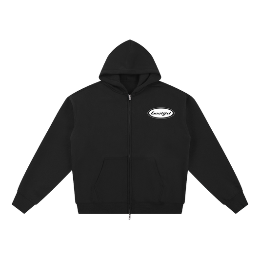 FLEECED ESSENTIAL ZIP HOODIE [JET BLACK]