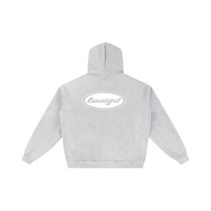 FLEECED ESSENTIAL ZIP HOODIE - [LIGHT GREY]