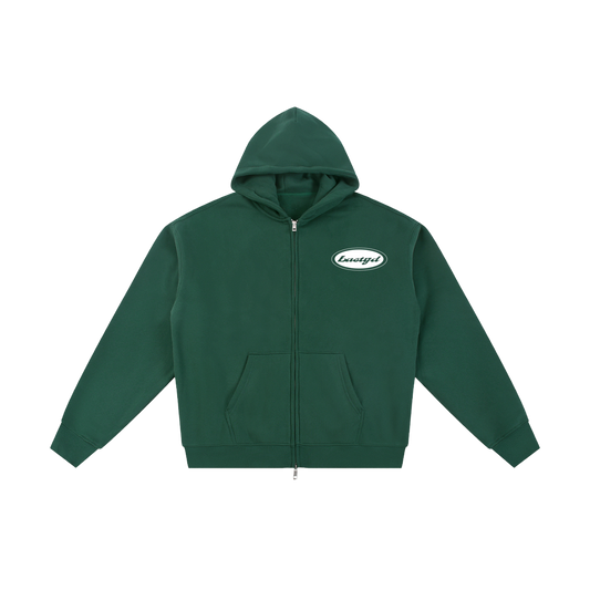 FLEECED ESSENTIAL ZIP HOODIE [FOREST GREEN]